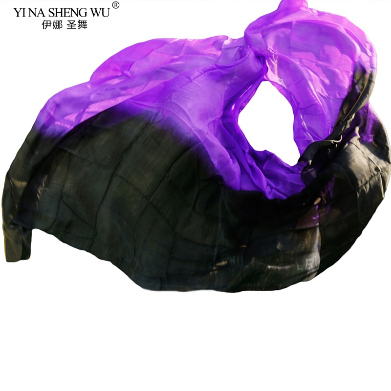 Voiles de danse du ventre personnalisés 100% soie véritable, écharpe à main, châles, accessoire de spectacle sur scène dégradé