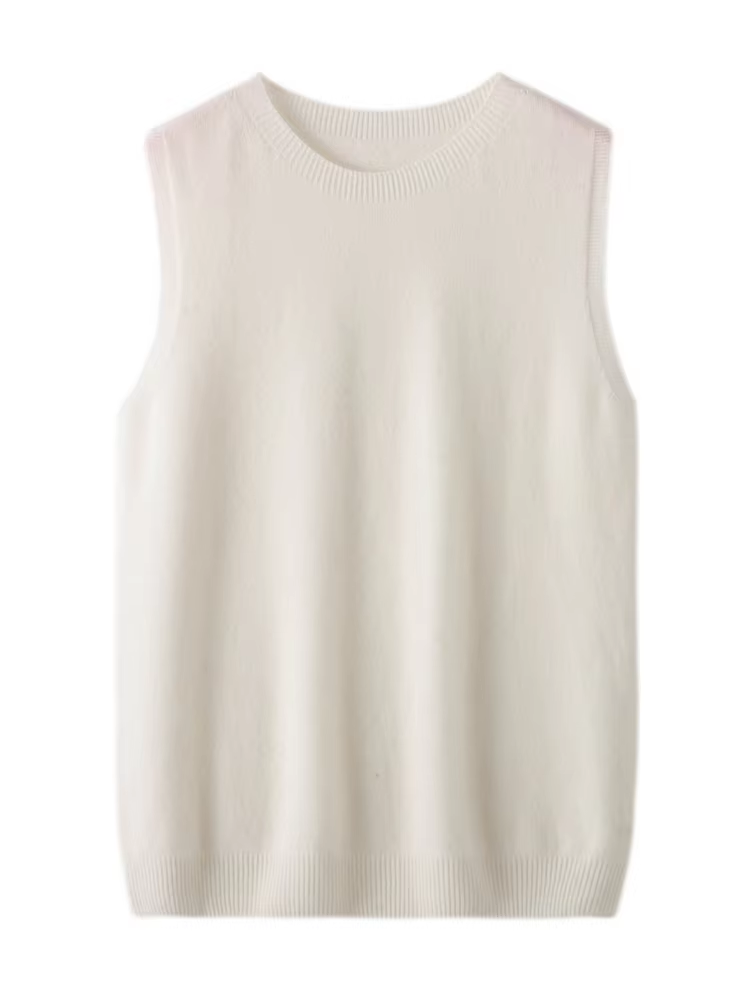Pull sans manches pour femme, nouvelle mode printemps automne, col rond, 100% laine mérinos, tricoté, décontracté, coupe ajustée
