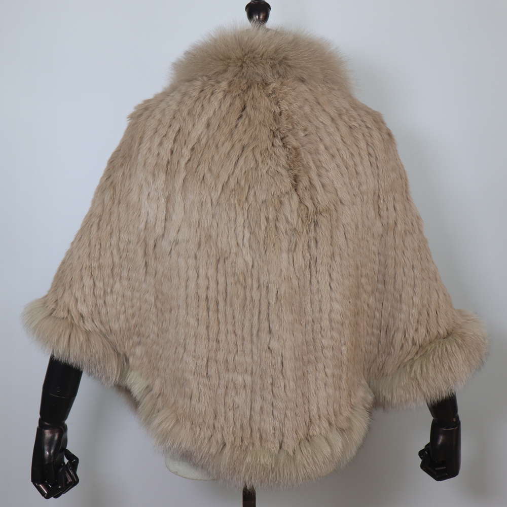 Châle en fourrure de lapin véritable pour femmes, écharpe avec col en fourrure de renard, Poncho chaud tricoté en fourrure de lapin, accessoires de fête à la mode pour filles, 100%
