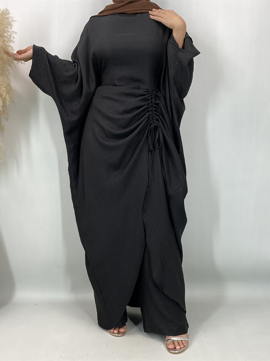 Ensemble Abaya Dubaï 2 pièces, haut et pantalon, pour femmes musulmanes, tenue modeste pour le Ramadan, robe Kaftan, vêtements islamiques pour femme musulmane