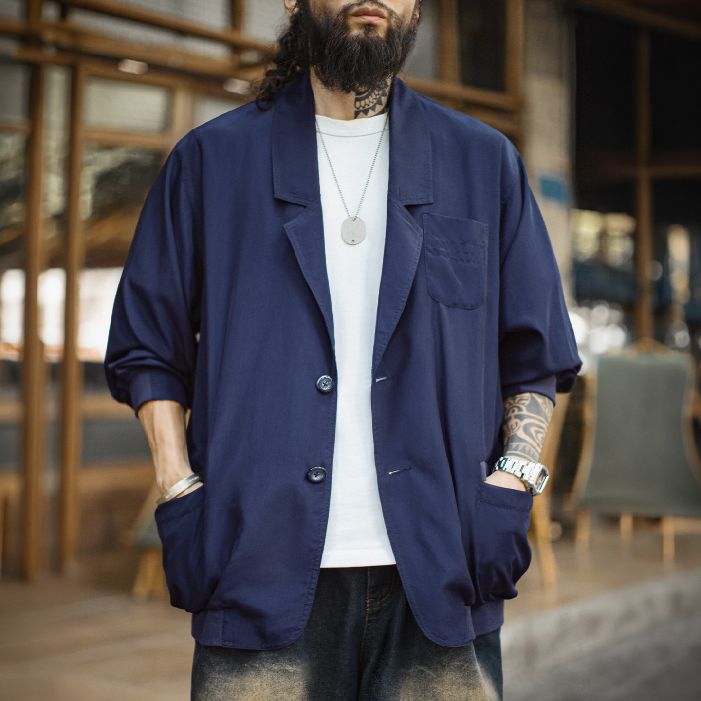 Blazer décontracté pour homme MADEN, léger, respirant, coupe ample, veste de sport non structurée, veste d'été élégante et décontractée de qualité supérieure