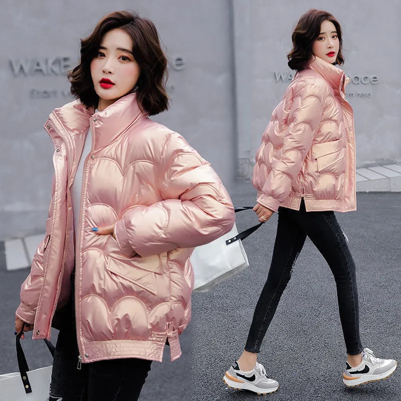 Doudoune brillante pour femme, manteau en coton rembourré, parkas optiques chaudes, vêtements d'extérieur pour femmes, hiver, nouveau, 2023