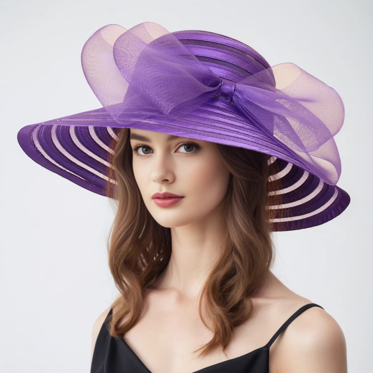 Chapeau en maille Organza pour femmes, 1 pièce, à volants, à large bord, chapeau de soleil de mariée d'été, français, Europe et amérique, casquette de fête exquise, casquette de plage
