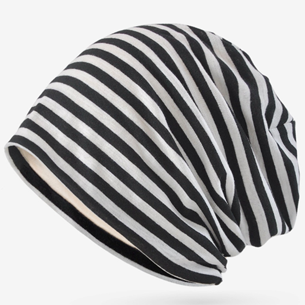 Dames été rayé tricot Bonnet chapeau printemps Slouchy Style Skullies casquette femmes mince Bonnet automne hommes Benie Hiphop Pile chapeau