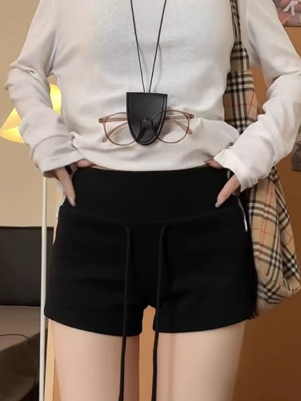 Short rouge d'été pour femmes, taille moyenne, Slim, décontracté, cordon de serrage, pantalon de sport, vêtements pour femmes, nouvelle collection