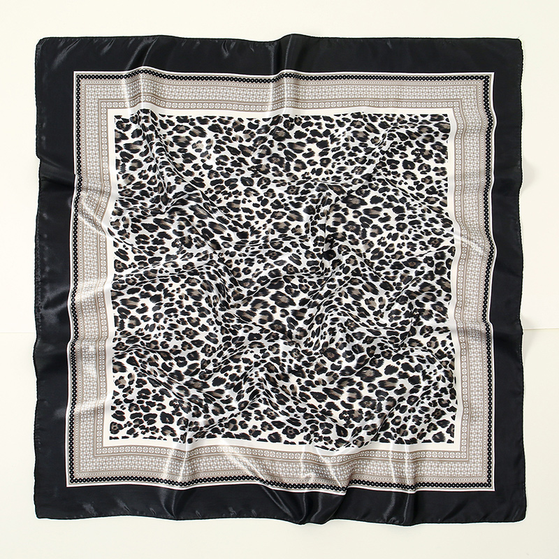 Foulard carré imprimé léopard pour femmes, 90x90cm, sensation de soie, écharpe en Satin, Hijabs rétro vin rouge, enveloppes pour cheveux, cadre coloré, Turban Floral