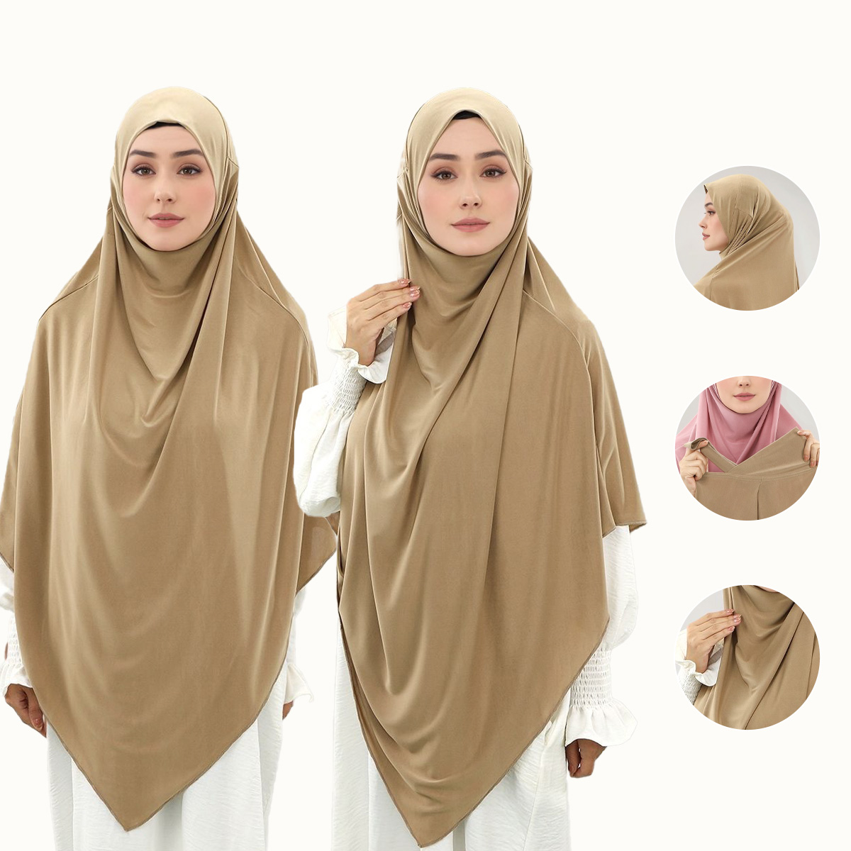 Grand Hijab instantané ethnique musulman solide pour femmes, Jersey extensible, islamique malaisien, prêt à porter, Turban Khimar