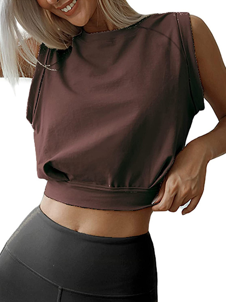 Chemises en coton pour femmes, haut court mignon, t-shirt d'entraînement de fitness décontracté, chemise de course