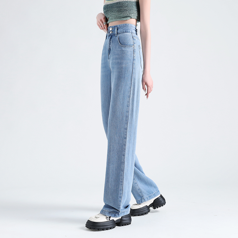 Jean ample drapé en soie glacée pour femme, coupe large, polyvalent, décontracté, pour l'été, style coréen très tendance