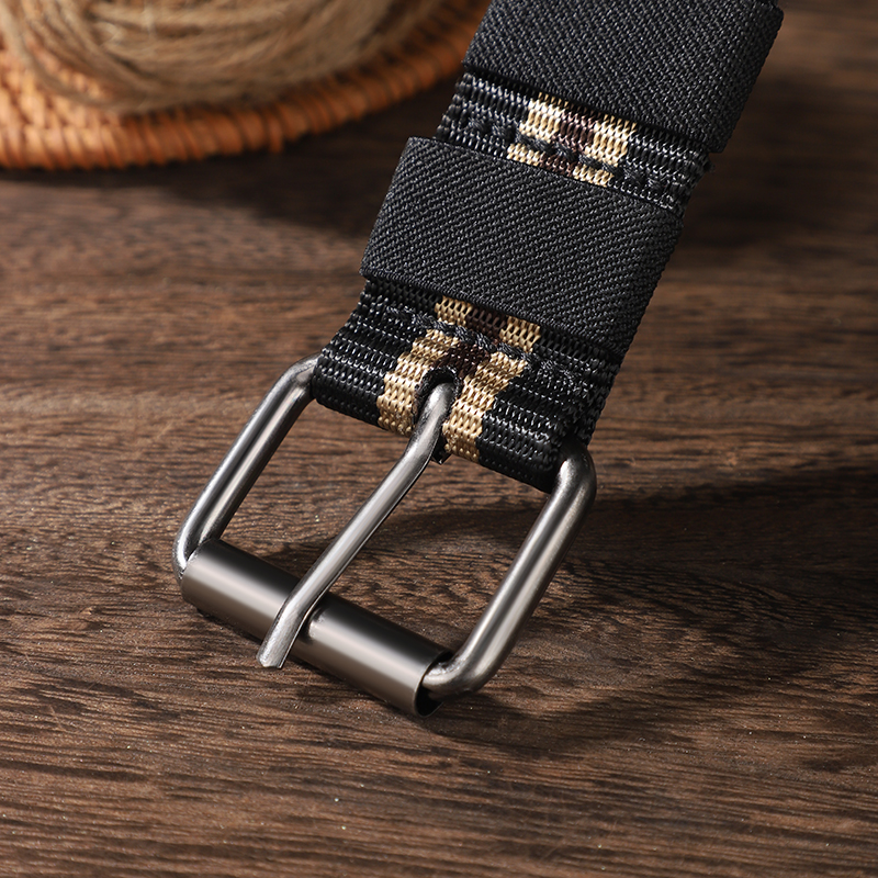 Ceinture en toile à boucle ardillon longue pour hommes, ceinture tressée en nylon pour jeunes et d'âge moyen, ceinture décontractée, ceinture de marée