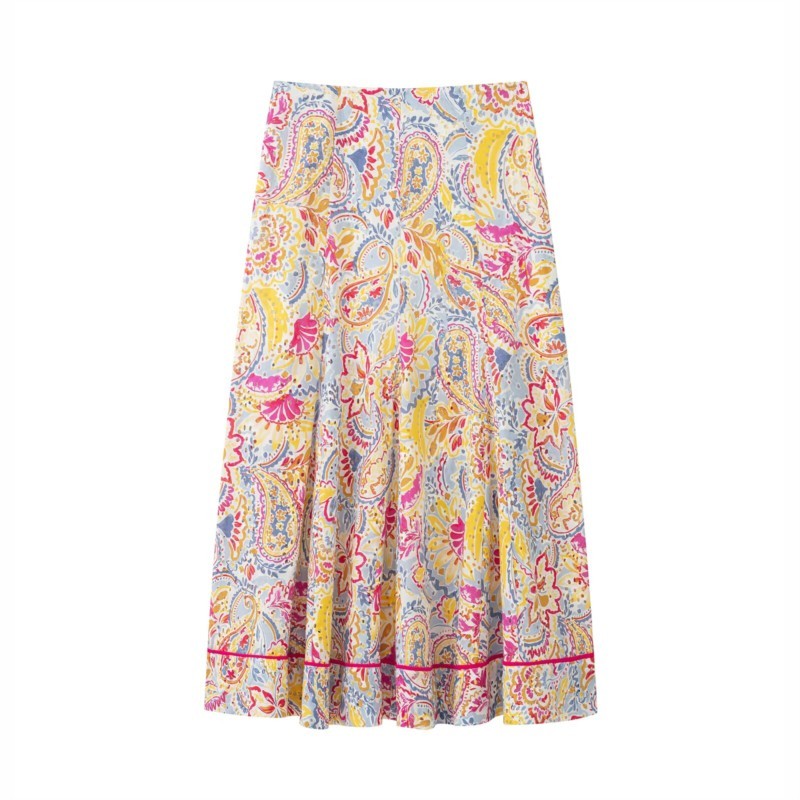 Ensemble jupe imprimée pour femme, haut sans manches à col rond avec boutons, jupe brodée ajourée à fermeture éclair, ensemble décontracté 2 pièces tendance pour l'été