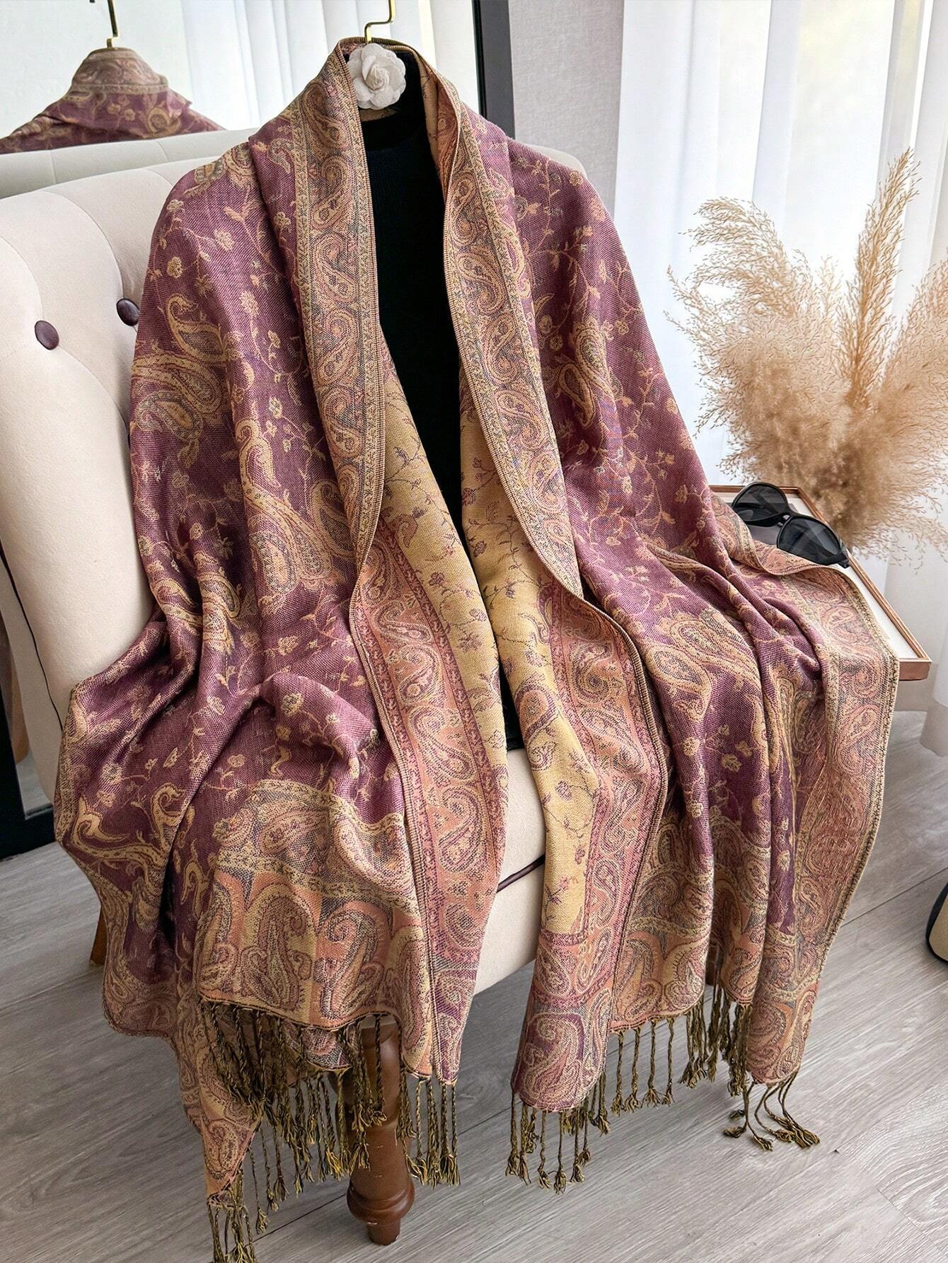 2025 nouveau Pashmina femmes écharpe bohême Paisley châle enveloppement Paisley Jacquard fleurs cachemire classique glands 70X190 cm