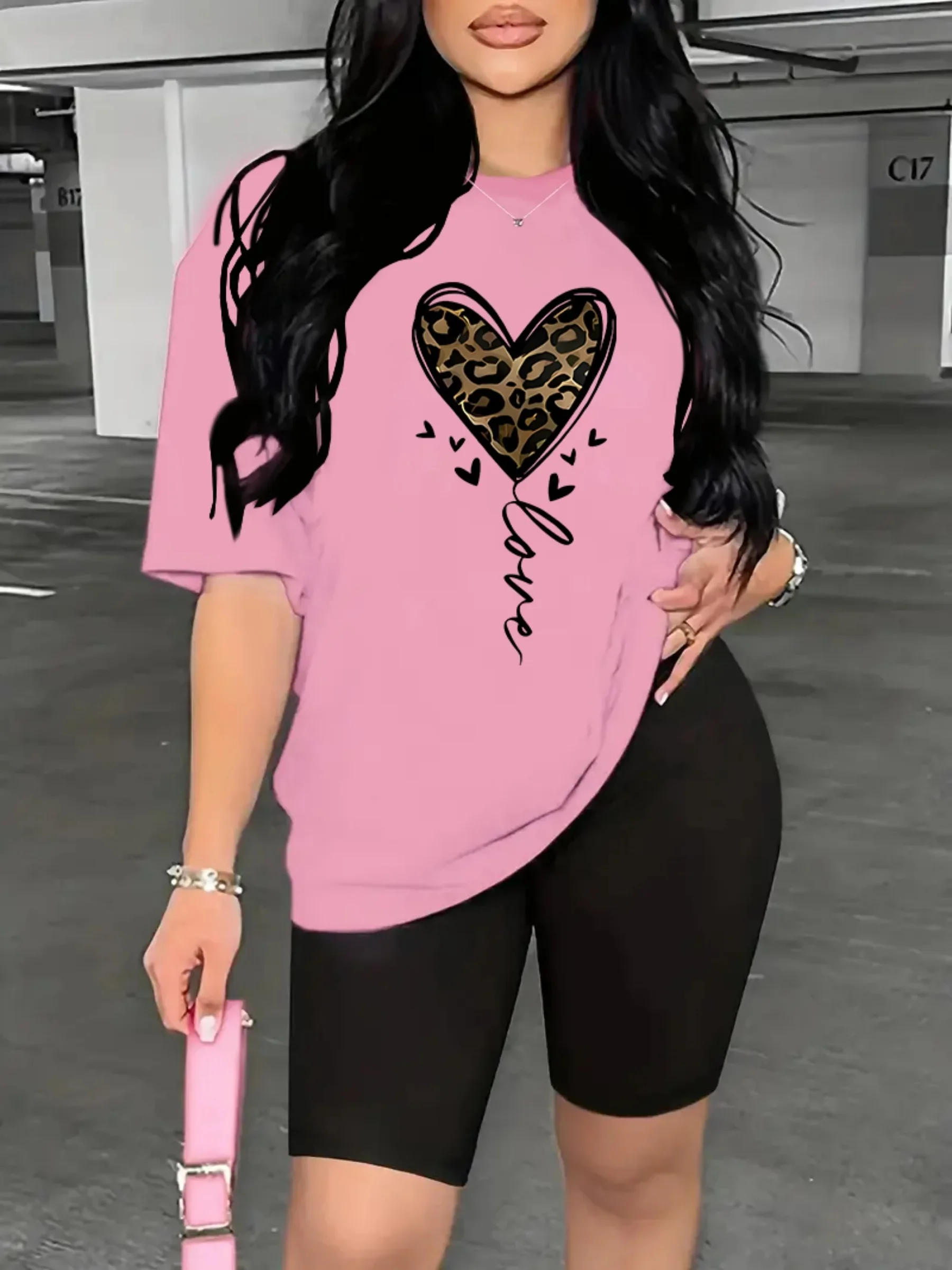Femmes t-shirt drôle amour motif imprimé femmes mode roman court respirant été à manches courtes Harajuku haut t-shirts