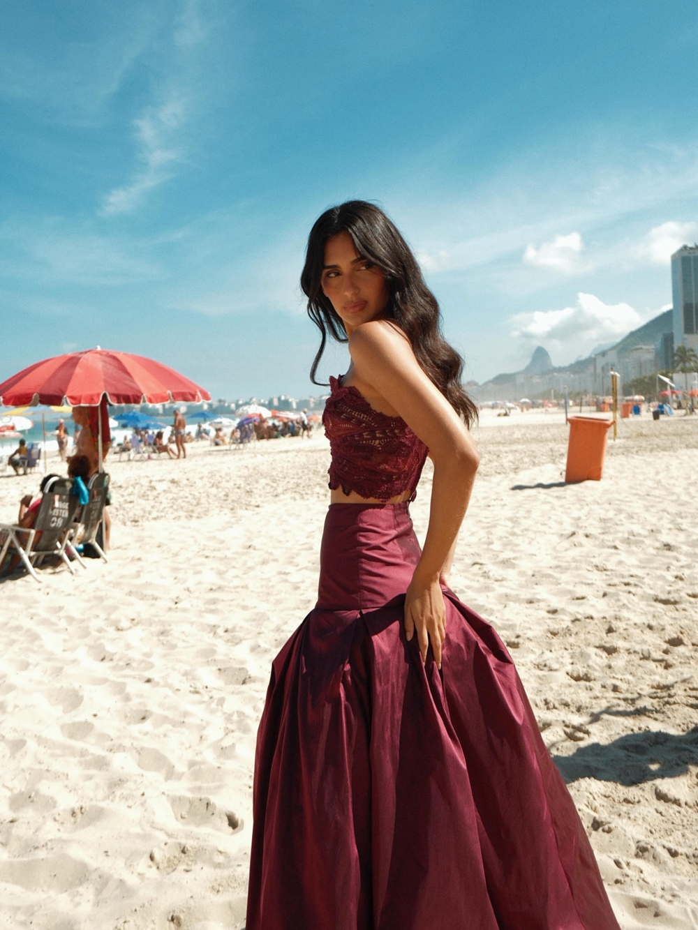 Photos Réelles – Nouvelle Jupe Longue en Soie Satinée Élégante pour Femme, Taille Haute, Rouge Foncé, pour Mariage et Soirée, Robe Maxi Sur Mesure, Faldas Saia