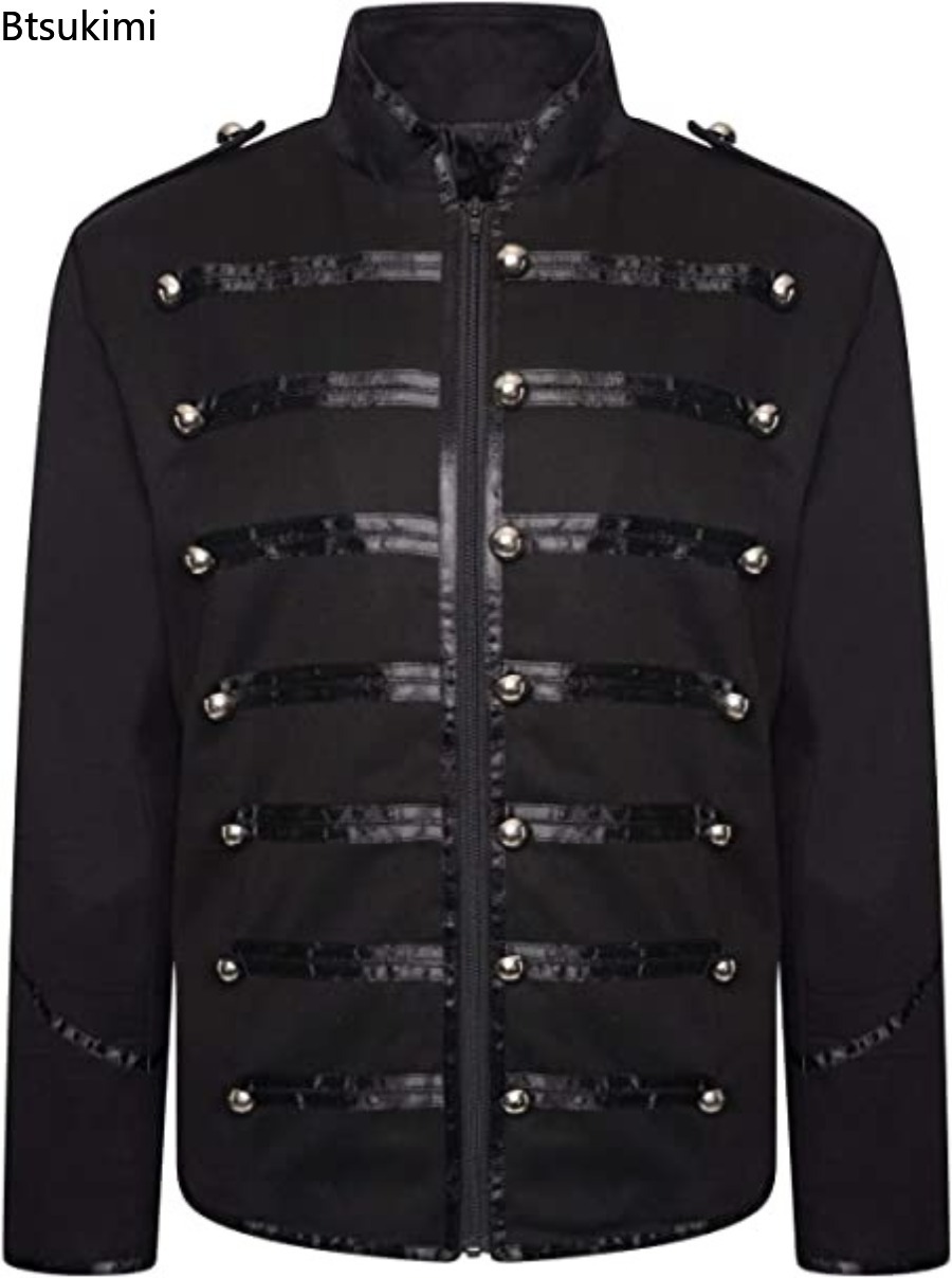 Veste gothique Steampunk médiévale pour hommes, Vintage, col montant, Costume de Cosplay, redingote Rock, vestes Punk rétro, 2026
