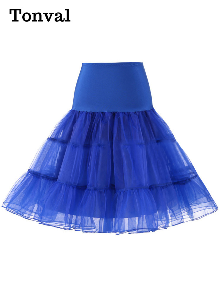 Tonval plissé Vintage Voile sous-jupe Ballet Tutu jupes pour femmes 50s rétro jupe mariage élégant fête jupon