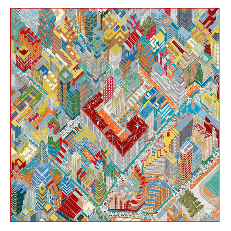 Injplanchers f-Foulards carrés College Magic City pour femmes, écharpes de tête, enveloppes, châles de plage, bandana, hijabs pour dames, 90cm