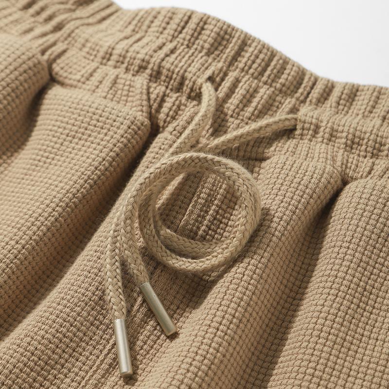 Short d'été ample américain décontracté pour hommes, motif gaufré, kaki
