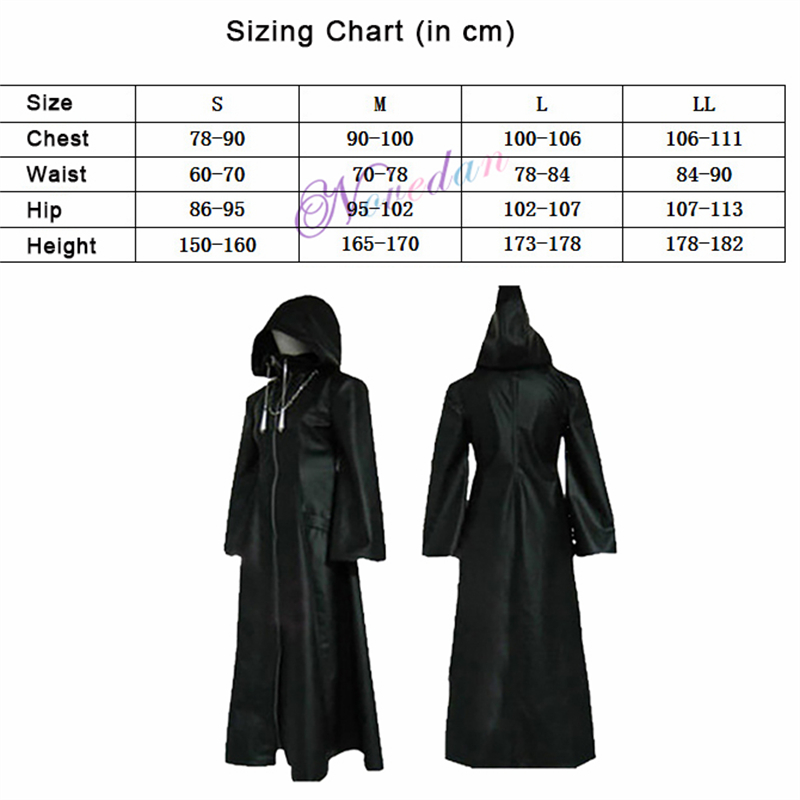 Kingdom Hearts 2 Black Coat Cosplay Costume, Anime Game, Organization XIII, Robe, Halloween Party