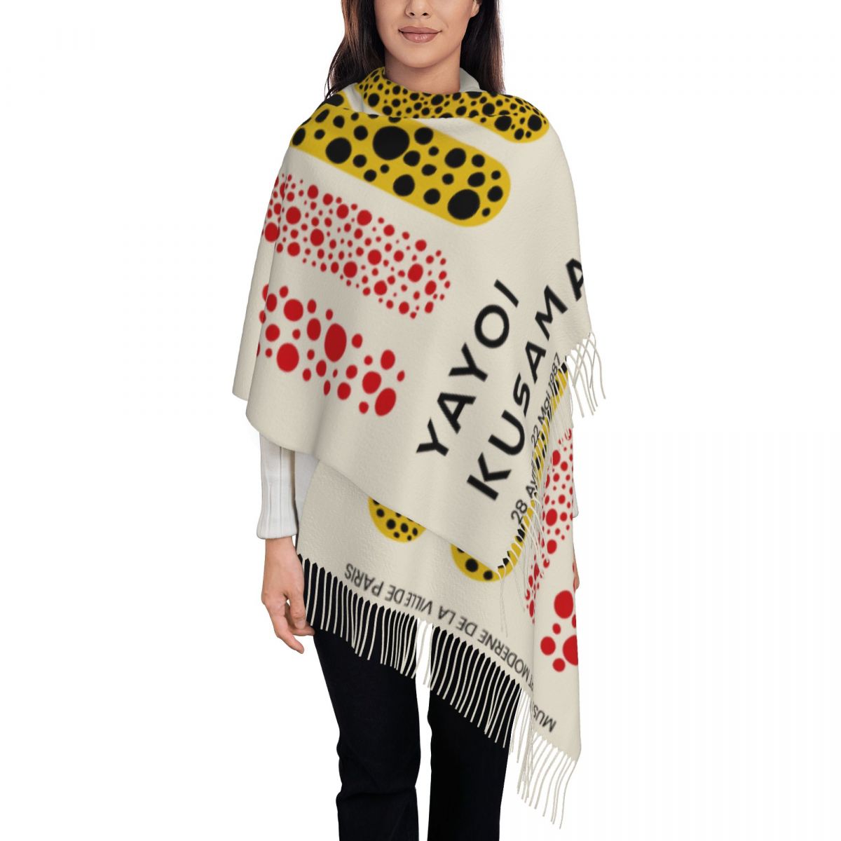 Impression personnalisée Yayoi Kusama Art abstrait écharpe femmes hommes hiver automne chaud foulards châle enveloppement
