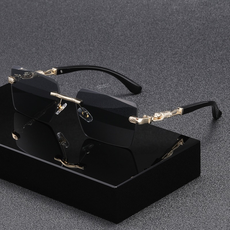 Lunettes de soleil rectangulaires sans bords pour femmes et hommes, marque de luxe, carrées, pour la plage et les voyages