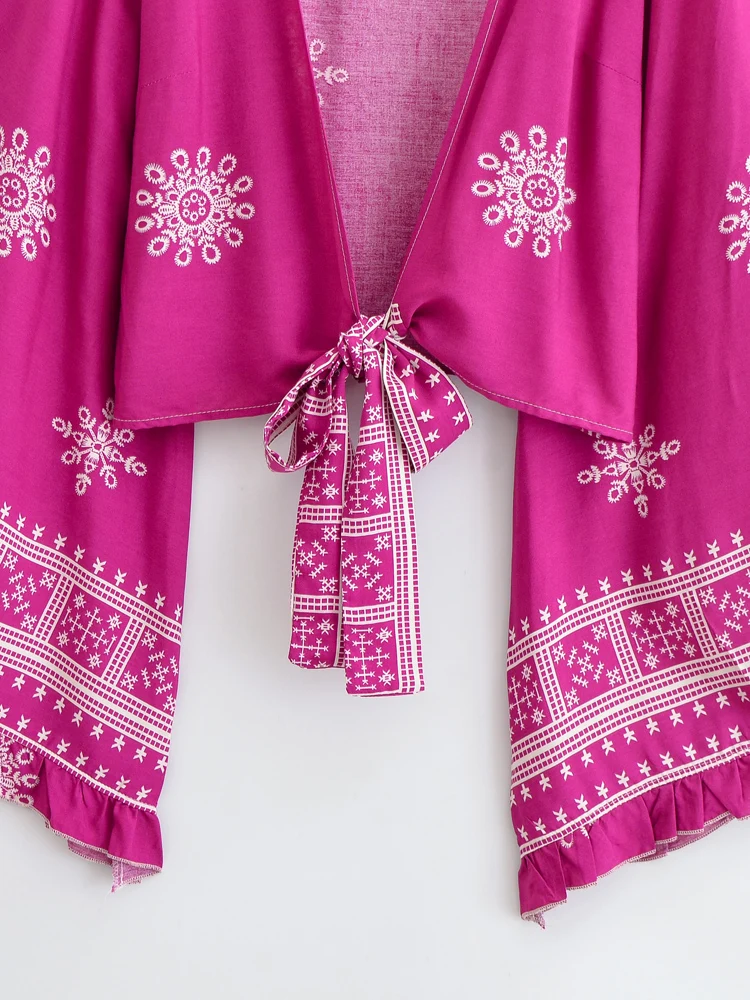 Boho Queens femmes sauvage Floral 2025 court bohème Kimono volants manches évasées vacances plage été Bikini Boho couvertures