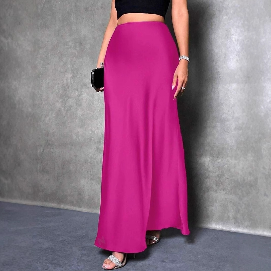 Jupe en satin pour femme, taille haute, élégante, longue, mode été, mi-longue, pour le bureau, style crayon, pour cocktail, fête, mariage