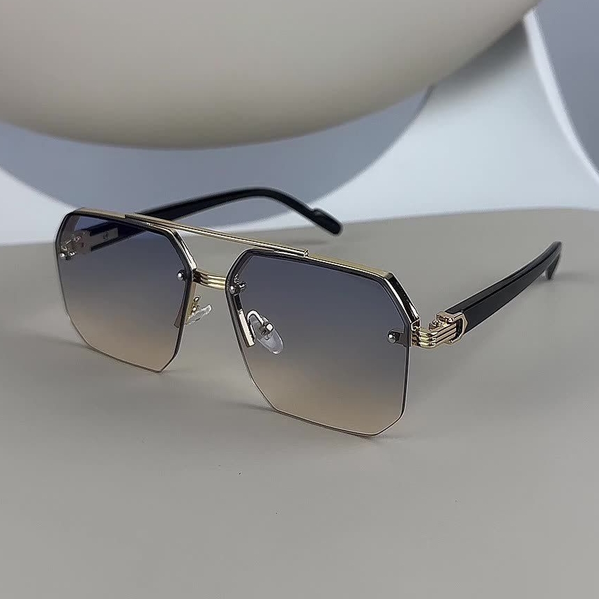 Lunettes de soleil semi-cerclées Fashion Square pour hommes, style vintage, dégradé, décontractées, design de marque de luxe, pour l'extérieur.