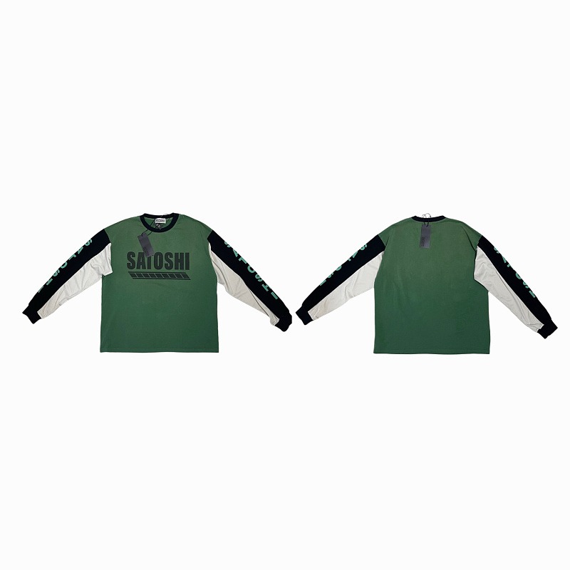 T-shirt à manches longues Satoshi T bleu, nouvelle arrivée, en coton, pour hommes et femmes, col rond, coupe oversize, effet délavé