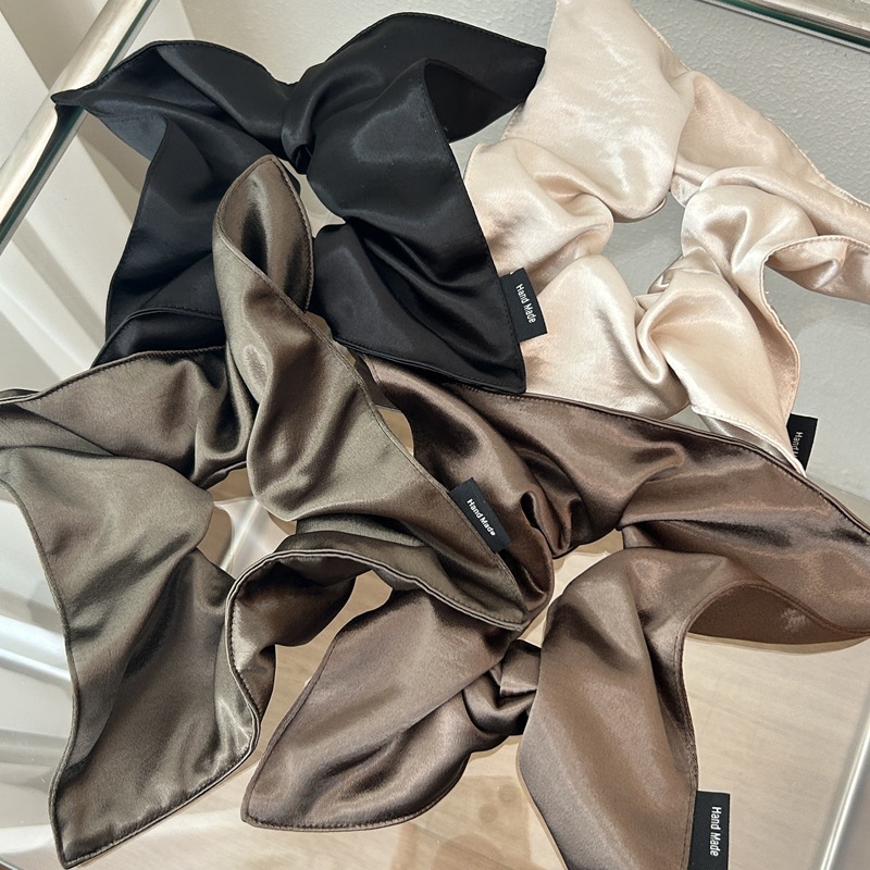 InjSquare-Chouchous en satin pour femmes et filles, bandes élastiques pour cheveux, porte-queue de cheval solide, grandes cravates, UL, accessoires pour cheveux, mode