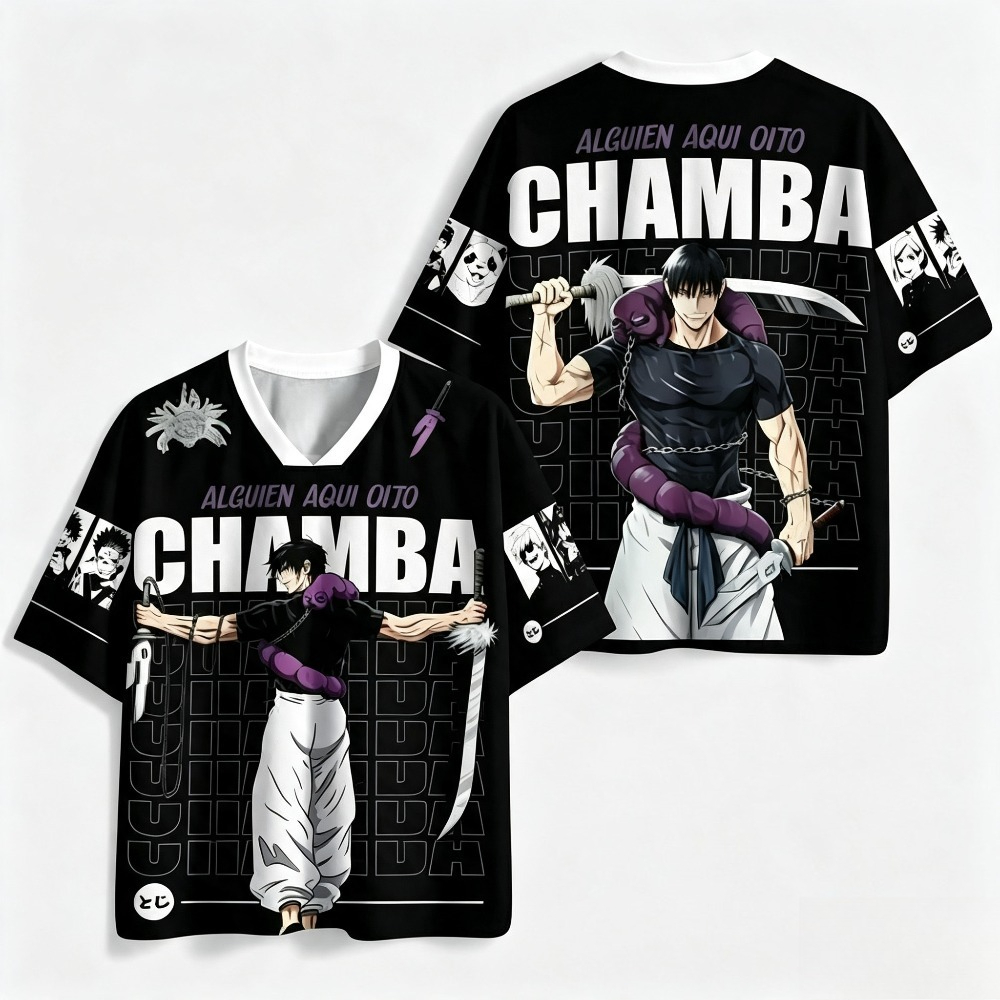 Ensemble de maillots d'anime Jujutsu Kaisen 4 styles, Satoru Gojo, Toji Fushiguro, imprimé, manches courtes, col en V, tee-shirt manga pour les fans