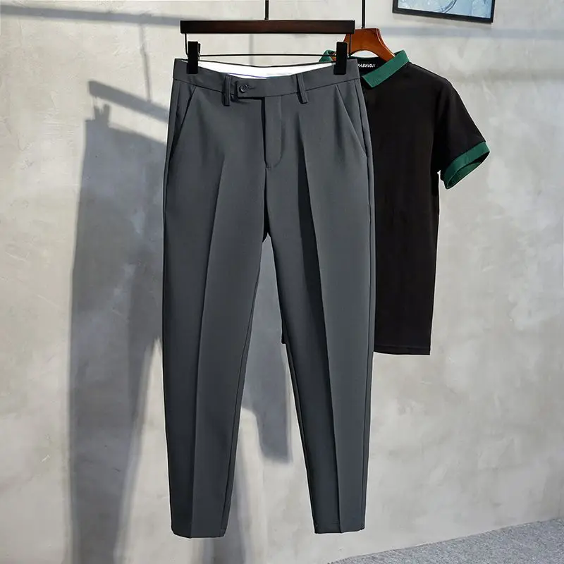 9 costumes courts pour hommes pantalons blancs pour hommes drapeados fluides de haute qualité vêtements de luxe de Style coréen de luxe été 2025 pas cher
