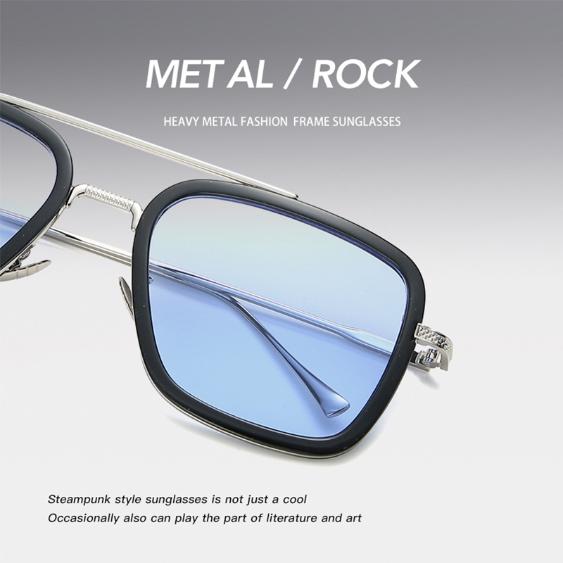 Lunettes de soleil carrées en métal pour hommes et femmes, nuances de carillon, accessoires de mode, lunettes unisexes, steampunk, extérieur, nouveau, 2024