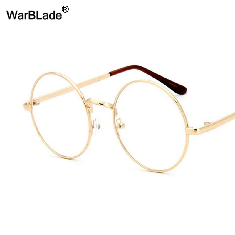WarBLade Vintage lunettes rondes lentille claire mode or rond cadre en métal lunettes optiques hommes femmes monture de lunettes faux lunettes