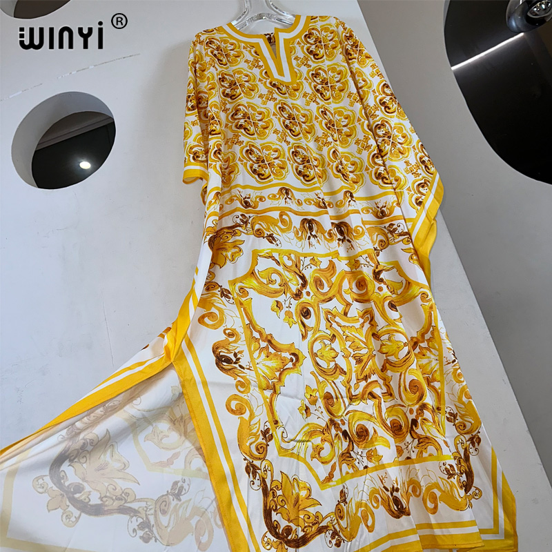 WINYI haute qualité robes musulmanes pour femme robe maxi imprimé fleuri caftan abaya dubaï luxe été bohème robe de soirée