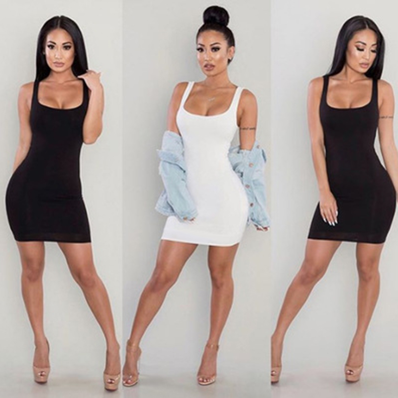 CDJLFH-Robe fourreau décontractée pour femmes, vintage, élégante, tenue de soirée, éducative, noire, blanche, avec batterie, dos nu, été, 2019