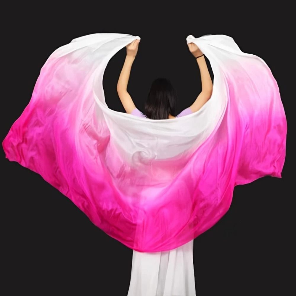 Voiles de danse du ventre en soie, texture légère, couleur dégradée, châles de danse latine 250cmx120cm, voile de performance