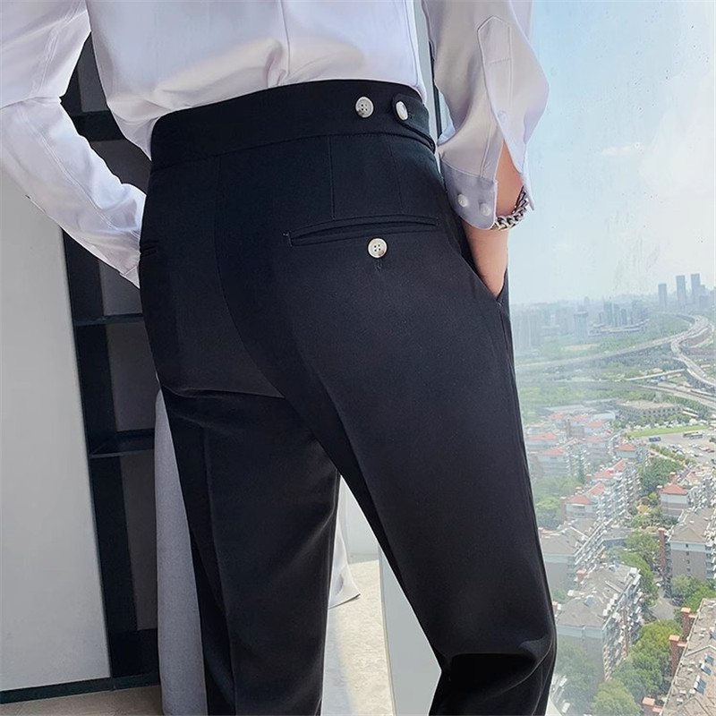 Nouveau pantalon de costume pour hommes Style anglais intelligent décontracté solide coupe ajustée pantalon habillé droit pour hommes pantalon formel vêtements pour hommes 2024