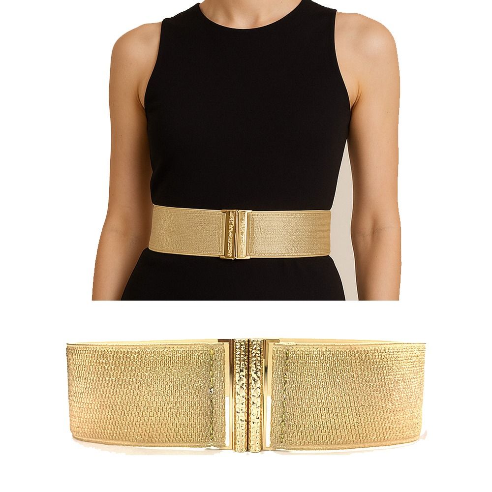 Ceinture Corset Large à Boucle Symétrique Tendance, Design de Luxe de Marque, Ceintures Tissées Bohèmes Extensibles pour Femme