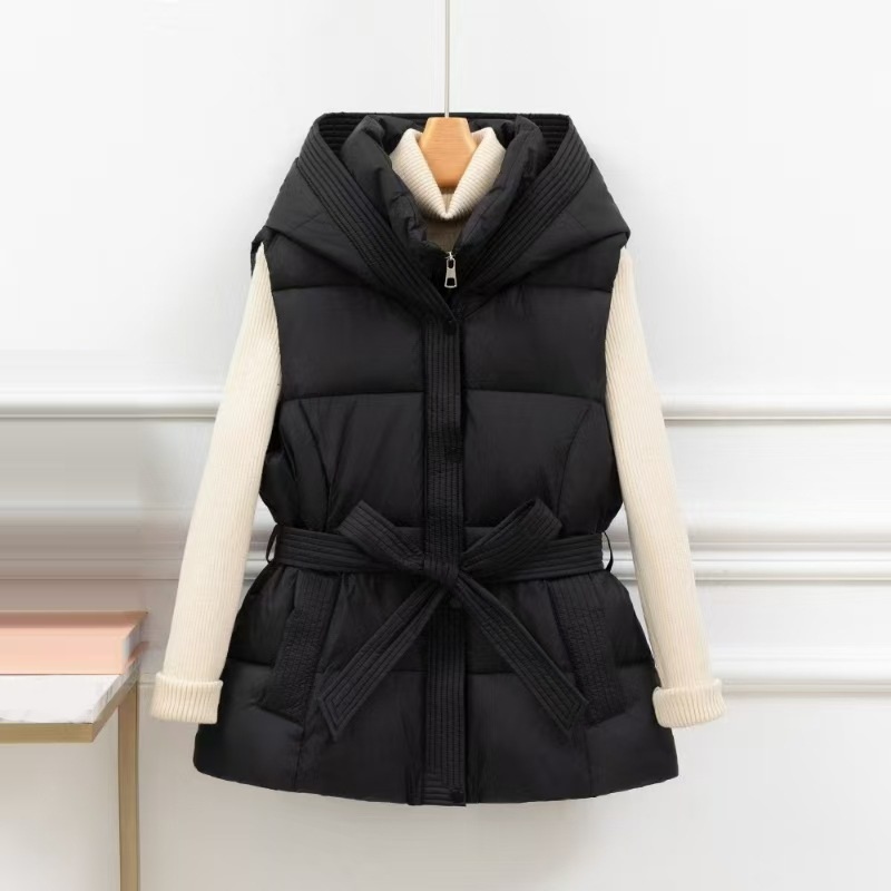 Hiver vers le bas coton gilet veste femmes 2025 nouveau sans manches à capuche bouffant Parkas chaud gilet manteau femme gilet dames pardessus