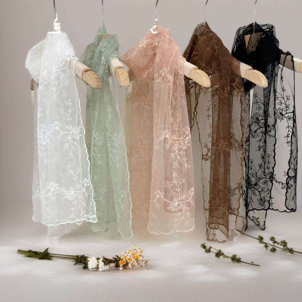 Écharpe en dentelle littéraire rétro pour femmes, longue fleur brodée, châle de protection solaire, Version coréenne, foulard féminin