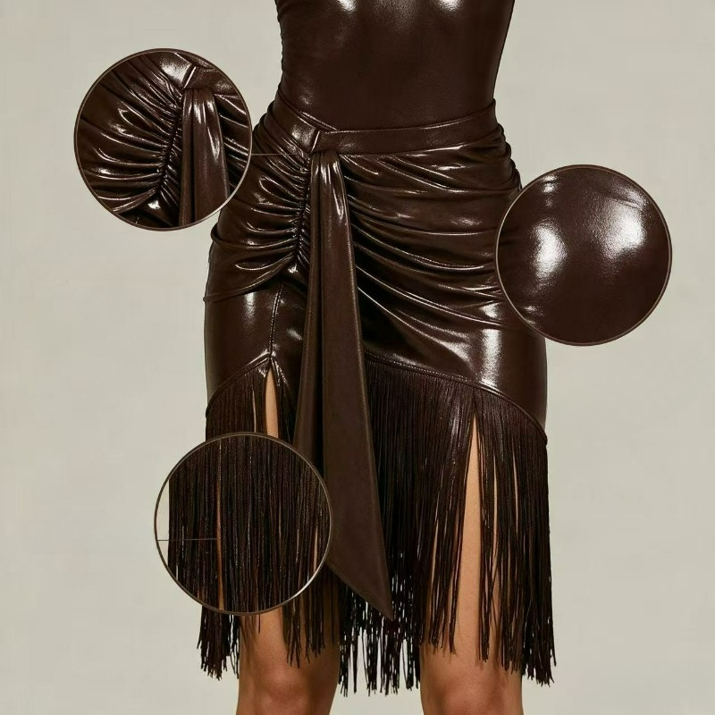 Robe de danse latine pour femmes, haut sans manches, ensemble jupe à franges, Salsa Samba Rumba, vêtements professionnels pour compétitions de danse