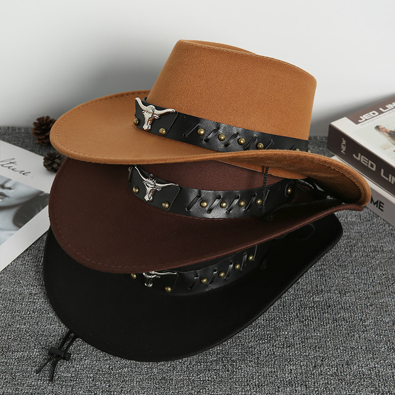 Nouveau chapeau de cowboy de style occidental pour hommes et femmes rétro chapeau de gentleman à large bord chapeau de jazz de cow-girl chapeaux de soleil à la mode d'été