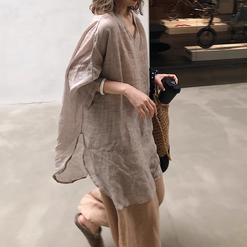 Été automne Blouse ample femmes chemises mode femme à manches longues coton et lin Blouse hauts pullover chemises décontractées