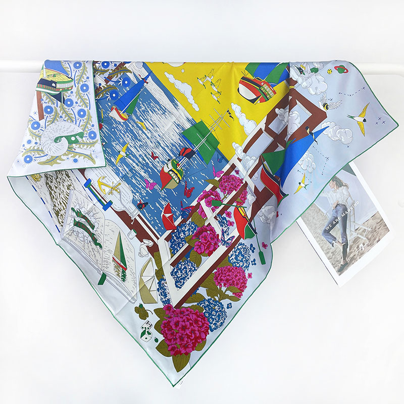 Grand Foulard Carré 100% Soie 35"x35" NOUVEAU Imprimé Soie Véritable Écharpe