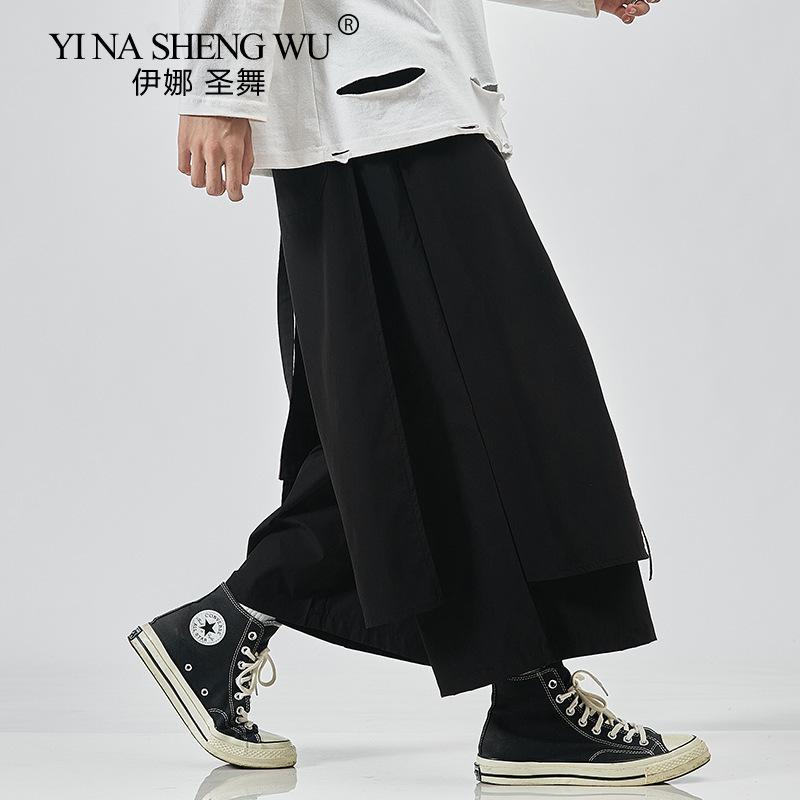 Pantalon sarouel Kimono de Style japonais Haori pour hommes, Vintage, jambes larges, jogging ample, pantalon droit, Costumes de samouraï pour adultes
