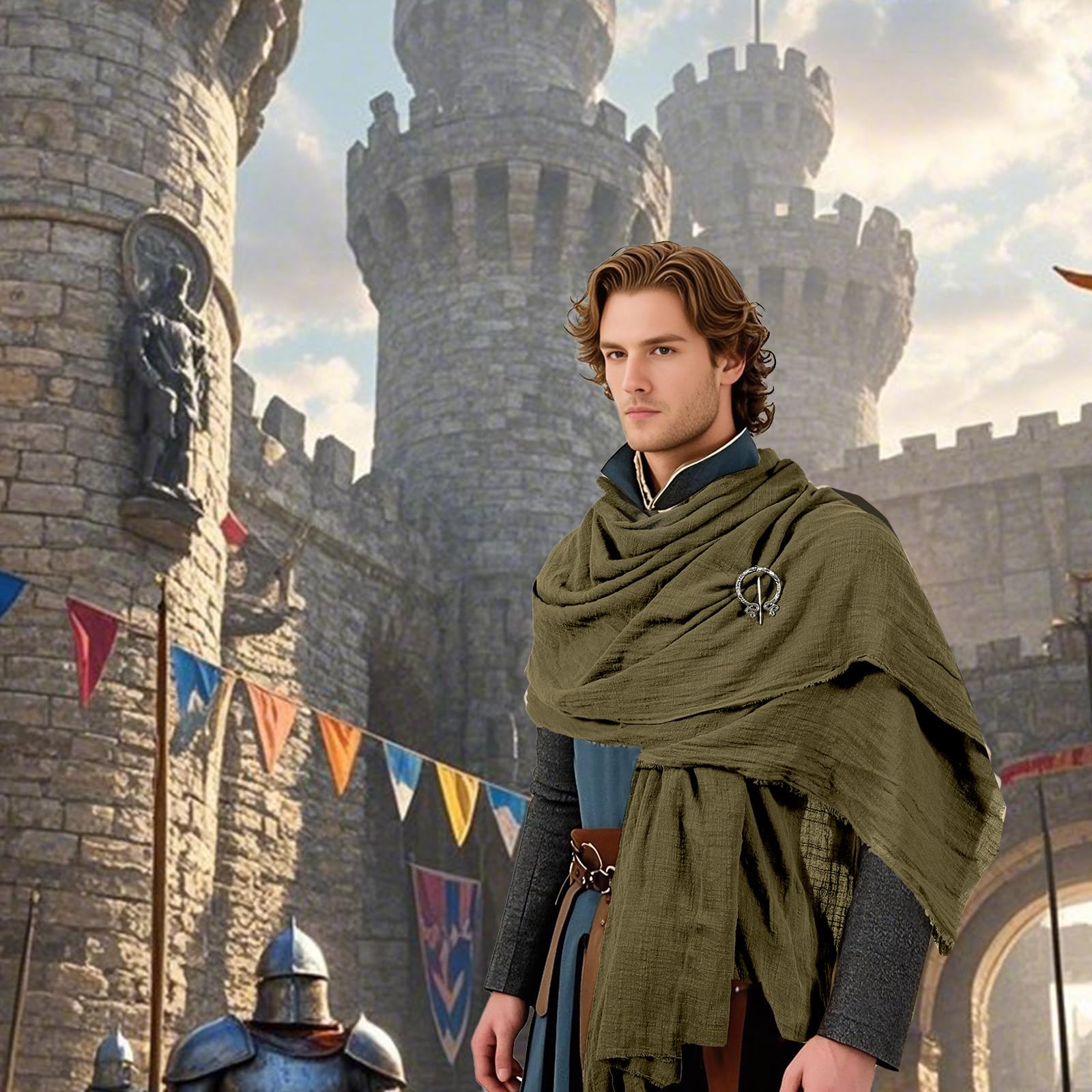 Cape médiévale avec capuche pour hommes et femmes, châle, écharpe, Costume Viking de la Renaissance, accessoire de Cape apocalyptique pour adultes