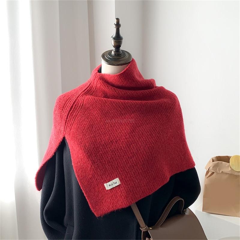 Châle en fausse laine pour l'extérieur, écharpe tricotée à col roulé, Ponchos Capelet X4YC
