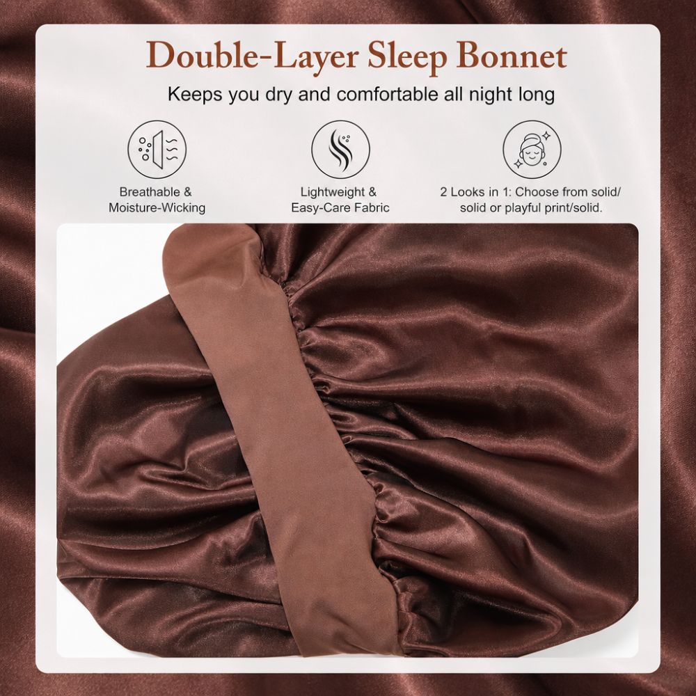 Bonnet en satin extra long doublé de satin pour cheveux bouclés, bonnet ajustable pour tresses, protection des cheveux, bonnet de nuit pour femmes