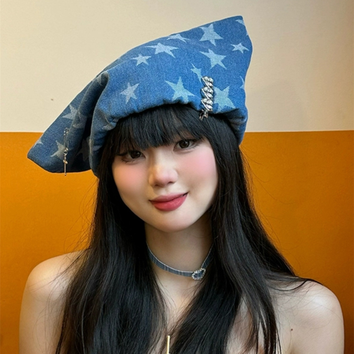 Chapeaux Vintage pour femmes, Style doux et Cool, chapeau de Cowboy à cornes, bandeau étoile Y2K, chapeau montrant le visage, chapeau d'oreille de chat, béret Version coréenne